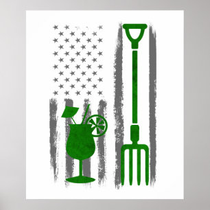 Cocktail und Gartenarbeit  - Vintage USA Amerikani Poster