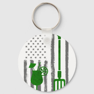 Cocktail und Gartenarbeit  - Vintage USA Amerikani Schlüsselanhänger