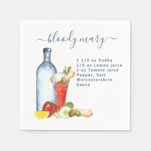 Cocktail-Wasserfarben-Rezept Mixed Drink Bloody Ma Serviette