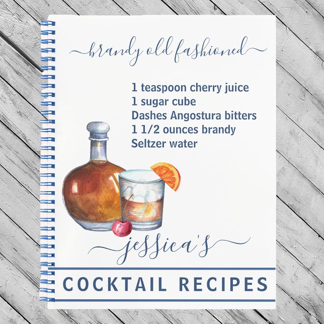Cocktail Watercolor Rezept Mixed Drinks Brandy Notizbuch (Von Creator hochgeladen)