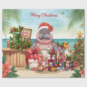 Cocktail-Weihnachtsfeier für Nilpferdliebhaber Geschenkpapier