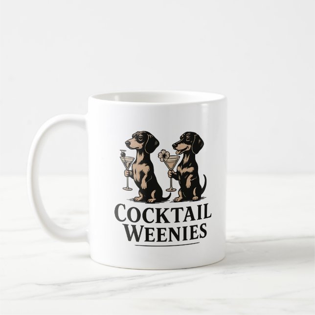 Cocktail-Würstchen Lustiger Dackel Wiener Hund Kaffeetasse (Links)