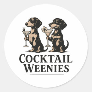 Cocktail-Würstchen Lustiger Dackel Wiener Hund Runder Aufkleber