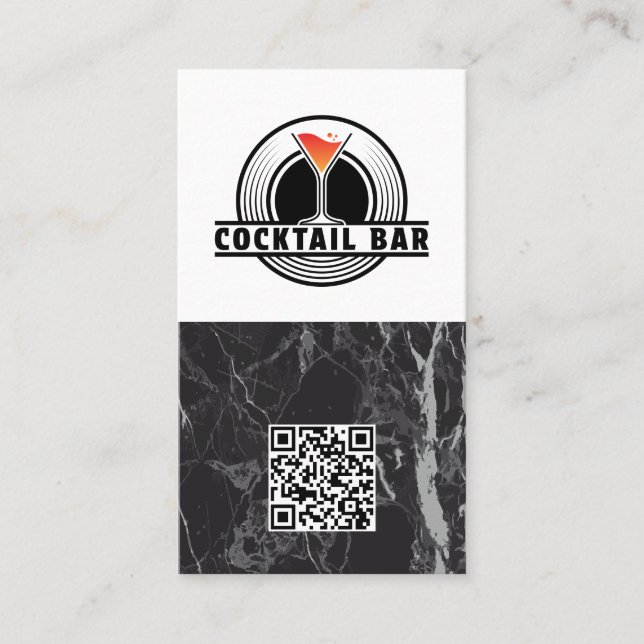 Cocktailbar-Logo-Grafik | QR-Code Visitenkarte (Vorderseite)