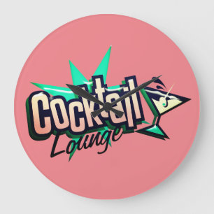 Cocktailbar-Martini Retro Vintage-Liquorbar Große Wanduhr