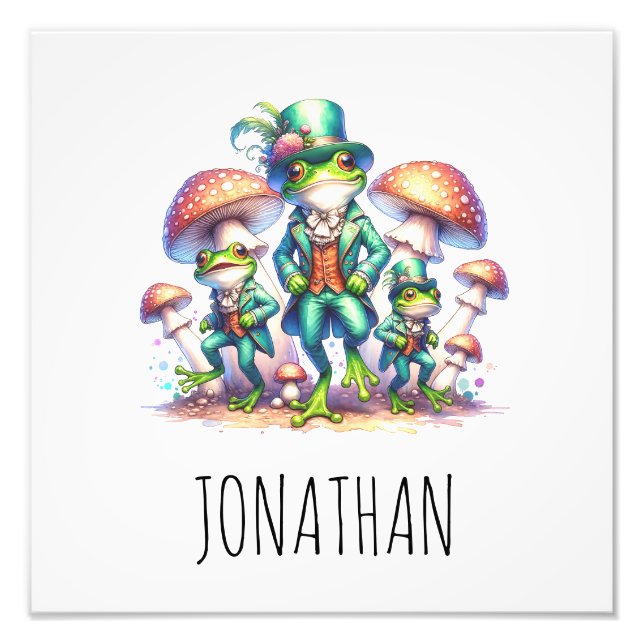 Cocktailcore-Pilze Extravagant Green Frogs Baby Na Fotodruck (Vorne)