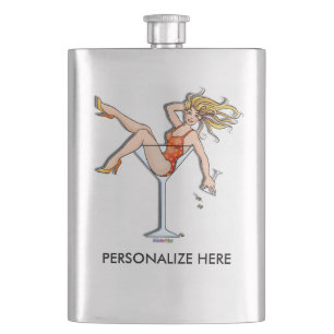COCKTAILFLASCHE - MÄDCHEN IN EINEM MARTINIGLAS 2 FLACHMANN
