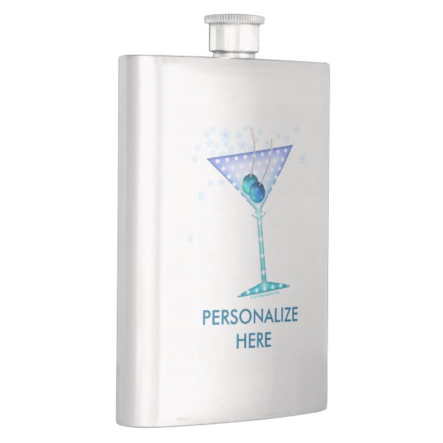 COCKTAILFLASCHEN, BLAUES MARTINI-DESIGN FLACHMANN (Rechts)