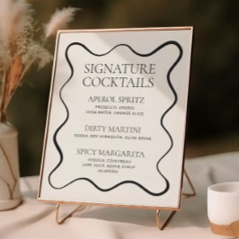 Cocktailmenü "Charcoal Wavy Border" Poster
