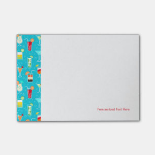 Cocktailmuster auf Aquamarinem Hintergrund Post-it Klebezettel