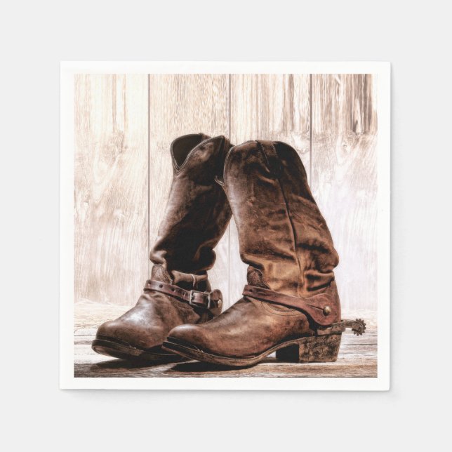 Cocktailpapier Napkin Boots Land Rustikaler Wester Serviette (Vorderseite)