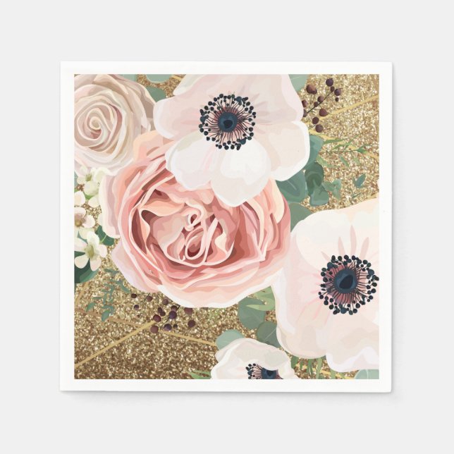 Cocktailpapier Napkin Geometric Garden Rose Gold Serviette (Vorderseite)