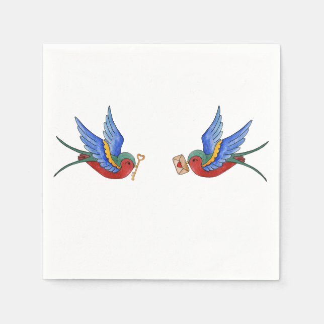 Cocktailpapier Napkin Traditioneller Bird Tattoo S Serviette (Vorderseite)