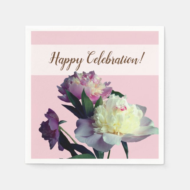 Cocktailpapier Napkins Pink Peony Blume Serviette (Vorderseite)
