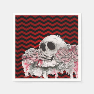 Cocktailpapier Napkinskull Rose Zickzack schwarz Serviette