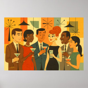 Cocktailparty im Büro der Mitte der 60er Jahre Poster