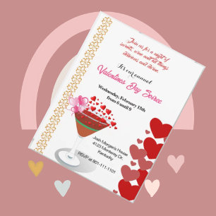 Cocktailparty Liebe Valentinstag Fegende Herzen Sü Einladung