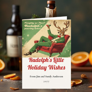 Cocktailparty Vintage Lustig Retro Weihnachtsfeier Karte