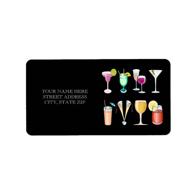 Cocktails Adresse Mailing Labels Adressaufkleber (Vorne)