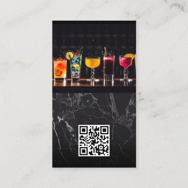 Cocktails am Bar | QR-Code Visitenkarte (Vorderseite)