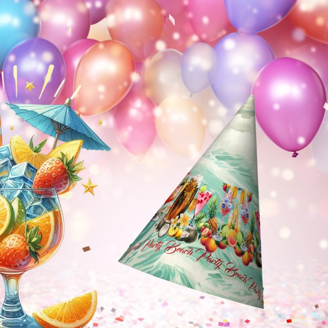 Cocktails am Strand Tropical Obsts Junggeselinnen- Partyhütchen (Beach Tropical Fruits Cocktails Bachelorette Party Party Hat)