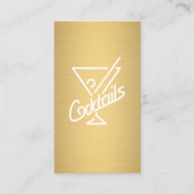Cocktails/Barkeeper (Gold Metallic) Visitenkarte (Vorderseite)