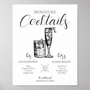 Cocktails beim Hochzeitsschreiben signieren Poster