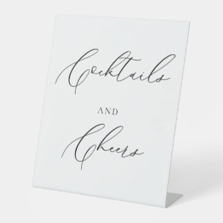 Cocktails & Cheers Wedding Sign Minimalist Elegant Sockelschild