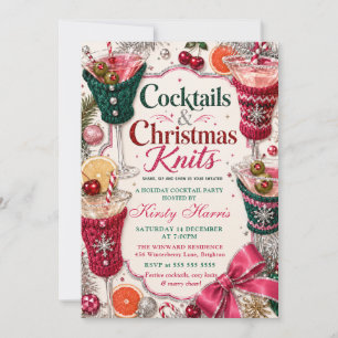 Cocktails & Christmas Strickmode Weihnachtsfeier Einladung