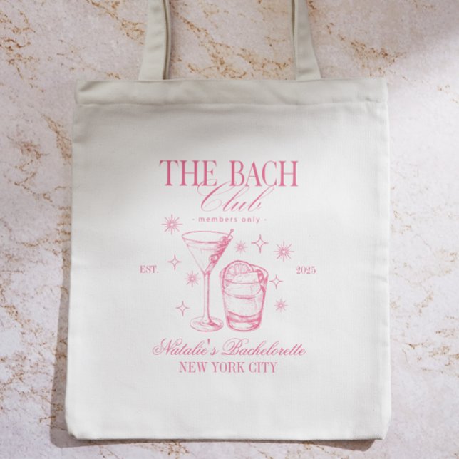 Cocktails Club Bachelorette Bridesmaids Party Pink Tragetasche (Vintage Cocktails Bachelorette Tote Bag)