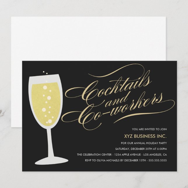 Cocktails & Co-Worker Feierliche Einladung (Vorne/Hinten)