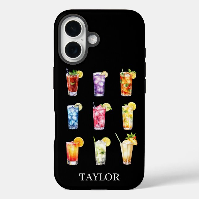 Cocktails Cocktails Cocktails Monogrammed Case-Mate iPhone Hülle (Rückseite)
