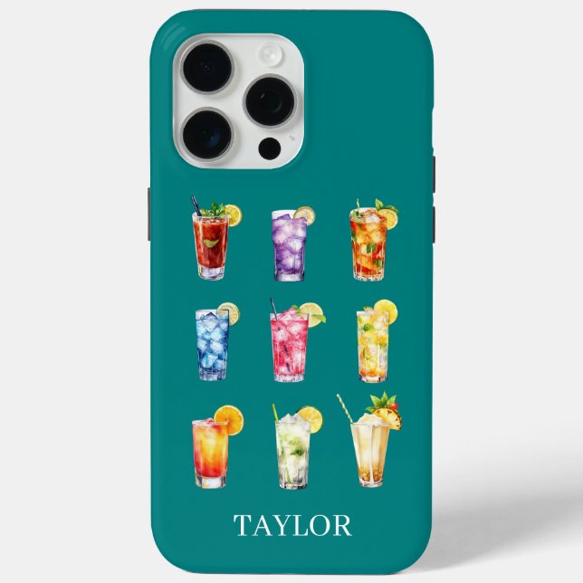 Cocktails Cocktails Cocktails Monogrammed Case-Mate iPhone Hülle (Rückseite)