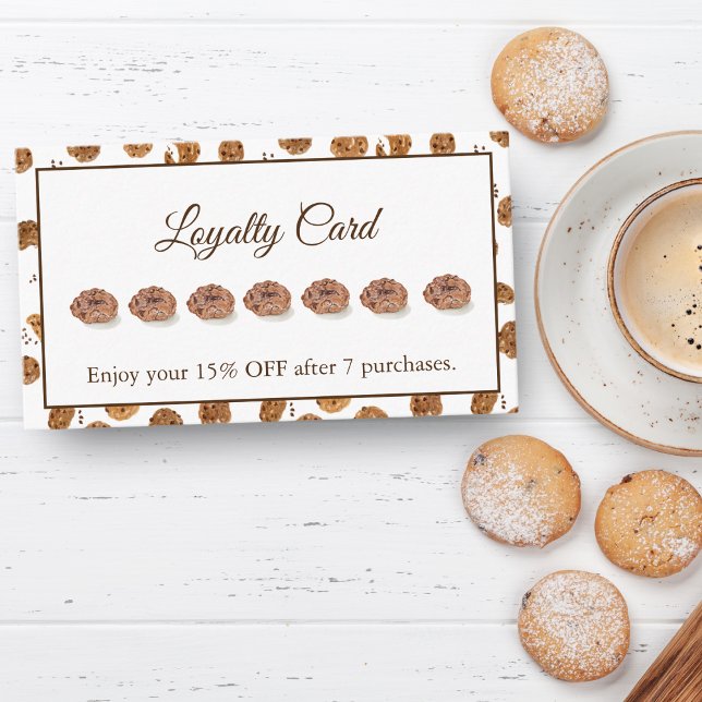 Cocktails Cookie Loyalty Card Treuekarte (Sweeten your visits with our Watercolor Chocolate Chips Cookie Loyalty Card!)