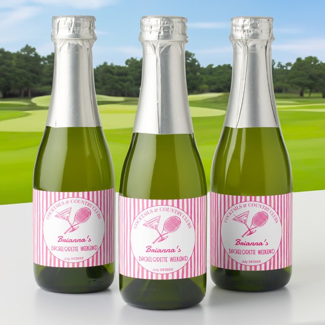 Cocktails Country Clubs Tennis Bachelorette Gefall (Cocktails country and clubs tennis Bachelorette party favors personalized Sparkling Wine Label)