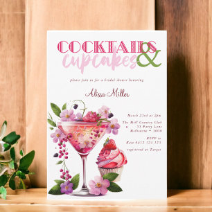 Cocktails & Cupcakes Modernes Brautparty Einladung