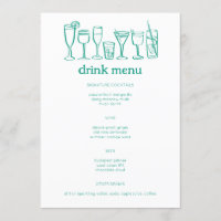 Cocktails Doodle Sketch Modernes CUSTOM Getränk