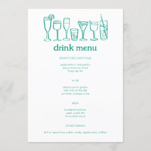 Cocktails Doodle Sketch Modernes CUSTOM Getränk Menükarte