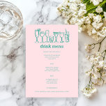 Cocktails Doodle Sketch Modernes CUSTOM Getränk Menükarte<br><div class="desc">Nutzen Sie diese lustigen skurrilen Menükarten für Ihre Hochzeit, Verlobung, Brautparty oder andere Veranstaltungen. Hand von mir für dich gezeichnet. Vollständig editierbar, fügen Sie Ihre eigene Text- oder Hintergrundfarbe hinzu. Klicken Sie auf "Personalisieren", um den Text zu bearbeiten und "Design bearbeiten", um Schriftart, Farben und Text zu ändern. Ändern Sie...</div>
