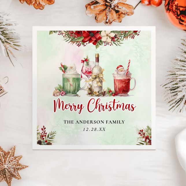 Cocktails Festliche Getränke Weihnachts-Party Serviette (Von Creator hochgeladen)