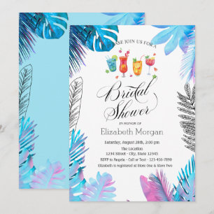 Cocktails Frucht Blue Palm Leaf Brautparty Einladung