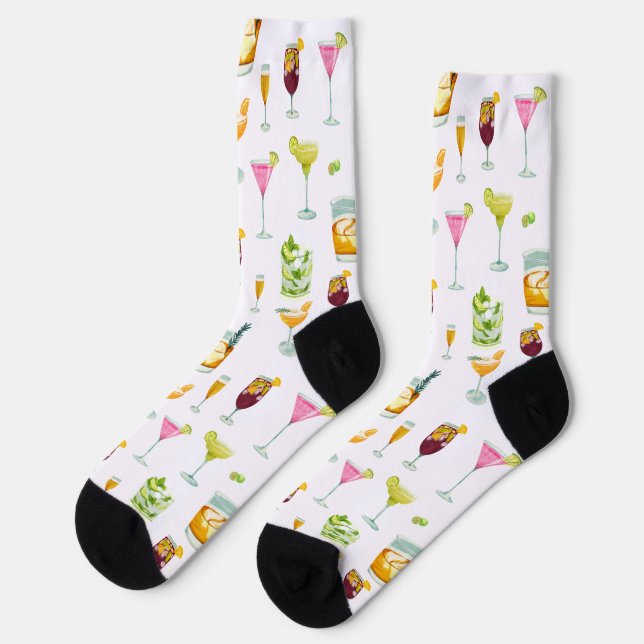 Cocktails Fun Pattern Socken (Linkes Detail)
