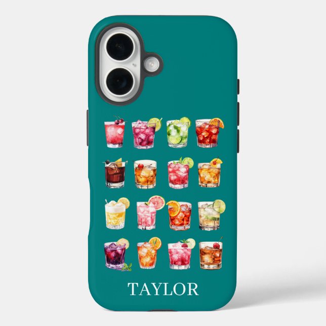 Cocktails Galore Monogrammiert Case-Mate iPhone Hülle (Rückseite)