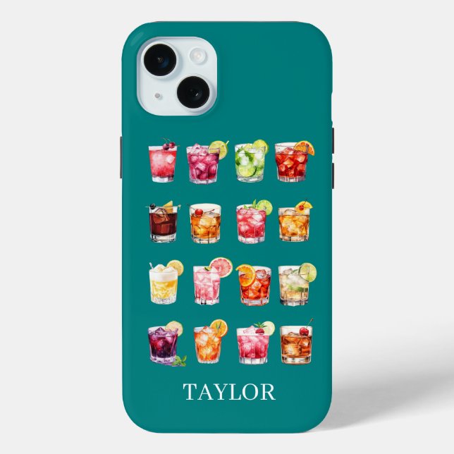 Cocktails Galore Monogrammiert  Case-Mate iPhone Hülle (Rückseite)