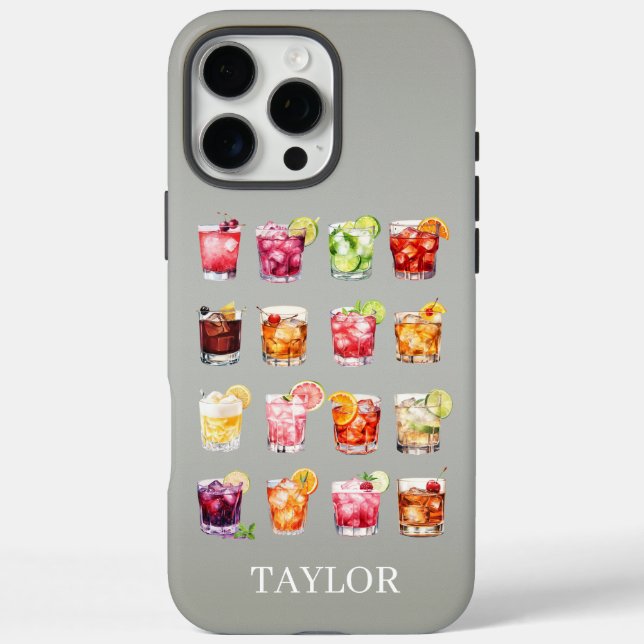 Cocktails Galore Monogrammiert Case-Mate iPhone Hülle (Rückseite)