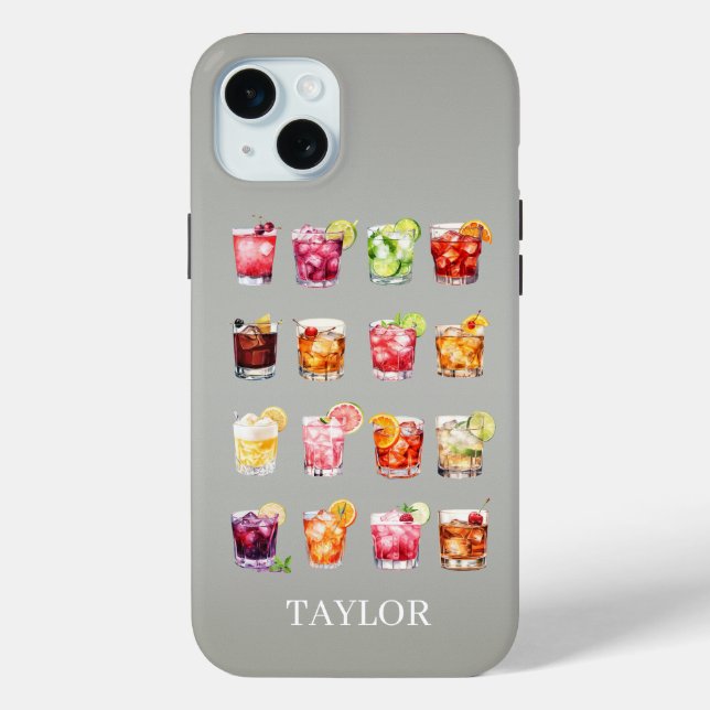 Cocktails Galore Monogrammiert  Case-Mate iPhone Hülle (Rückseite)