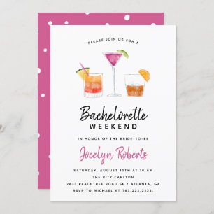 Cocktails Getränke Bachelorette Wochenende Party Einladung