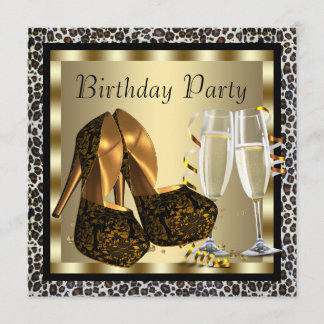 Cocktails Hochhaushose Frauen Leopard Geburtstag Einladung