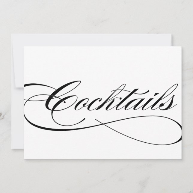 Cocktails Hochzeitsempfang schöne Schrift Einladung (Vorderseite)