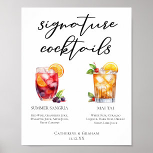 Cocktails Hochzeitsmenü auf der Poolseite Poster